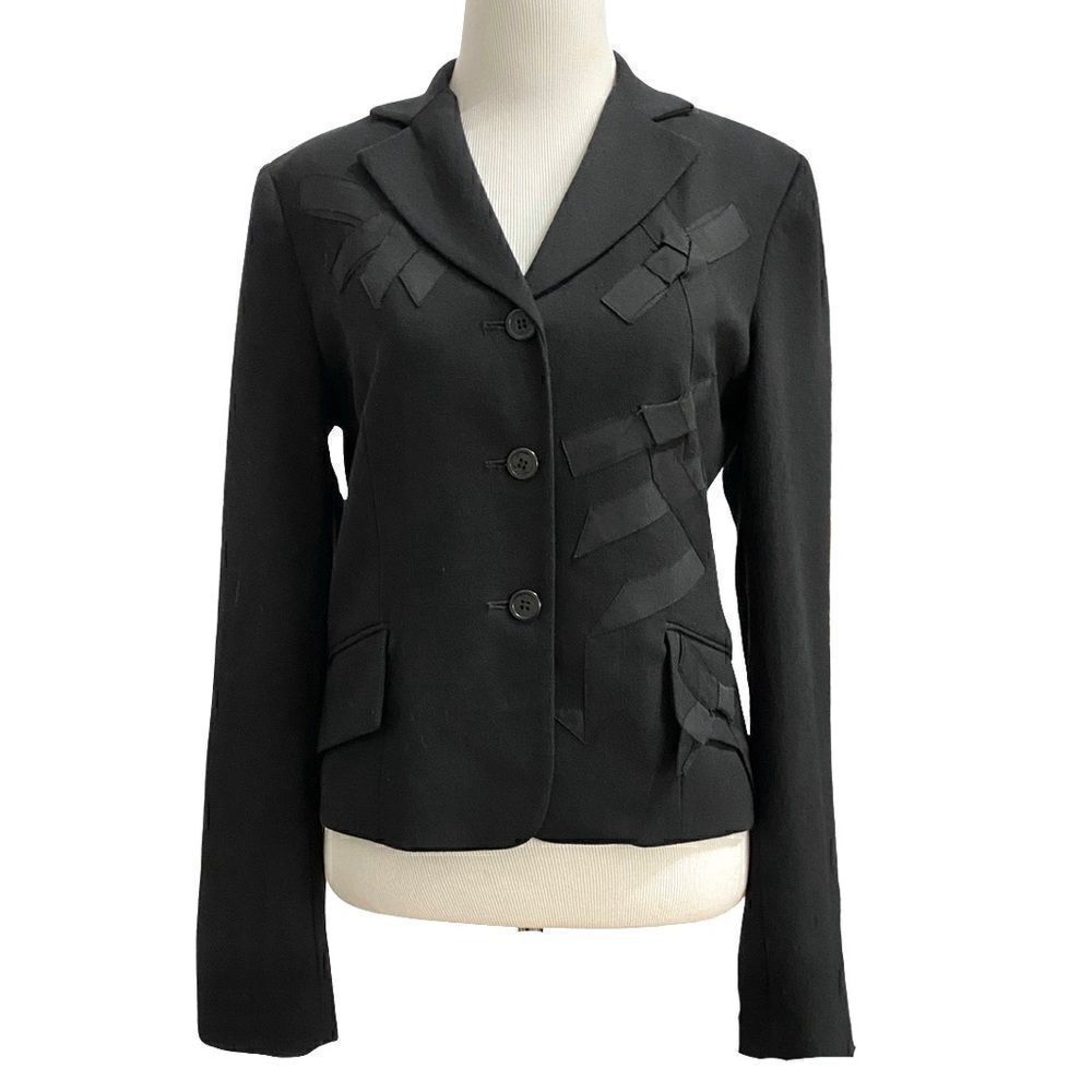 BCBGMaxazria Black Blazer Grosgrain Ribbon Detail